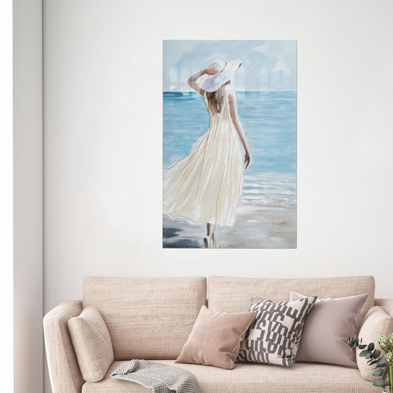 Art mural moderne en verre blanc avec une robe de dame contemporaine idéale pour la décoration des fêtes