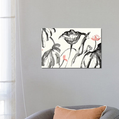 Lotus Study With Coral I by Nan Rae - Wrapped Canvas Painting