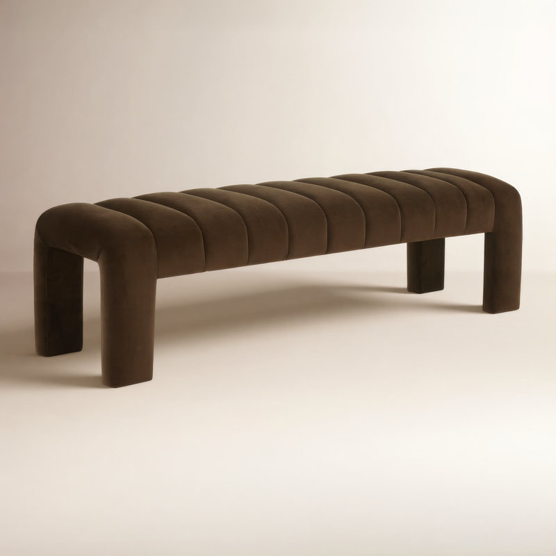 Banc rembourré Gliese, Velours brun foncé