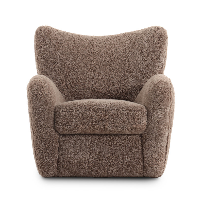Amelie Wingback Chair, Taupe Shearling