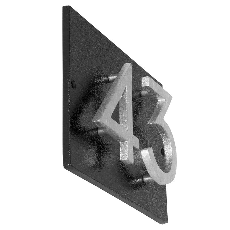 Plaque d’adresse murale sur 1 ligne flottante, Noir, Aluminium brossé, Oui