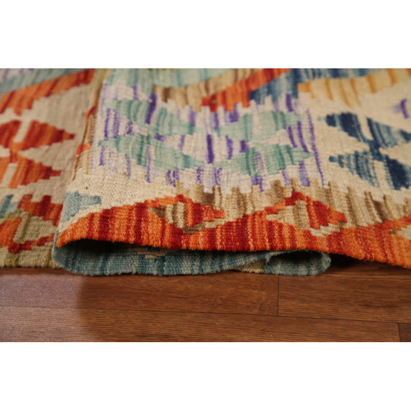Tapis à motif de chevrons style oriental Kilim 7 x 10