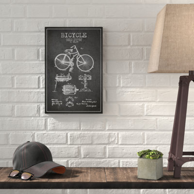 « vélo de brevet charbon », impression sur toile tendue