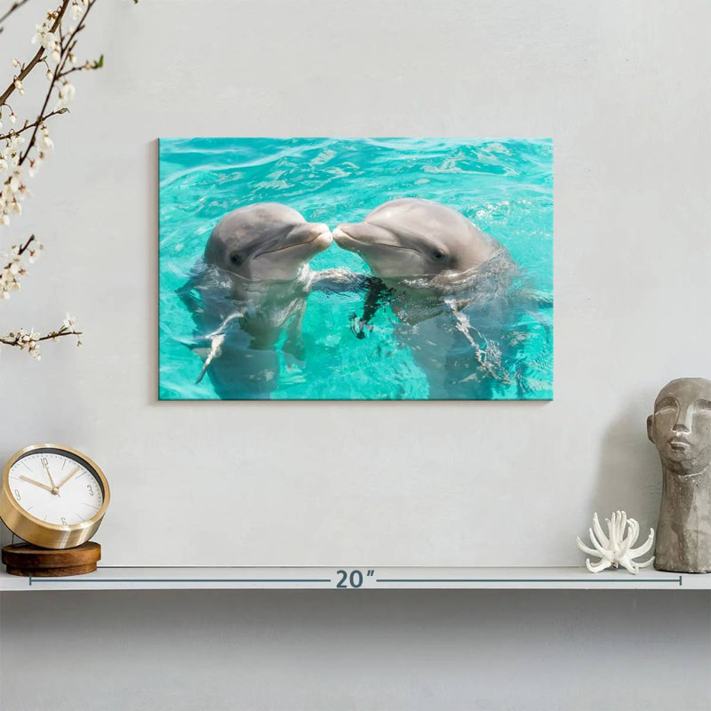 Dolphins Kissing, 8" H x 12" W