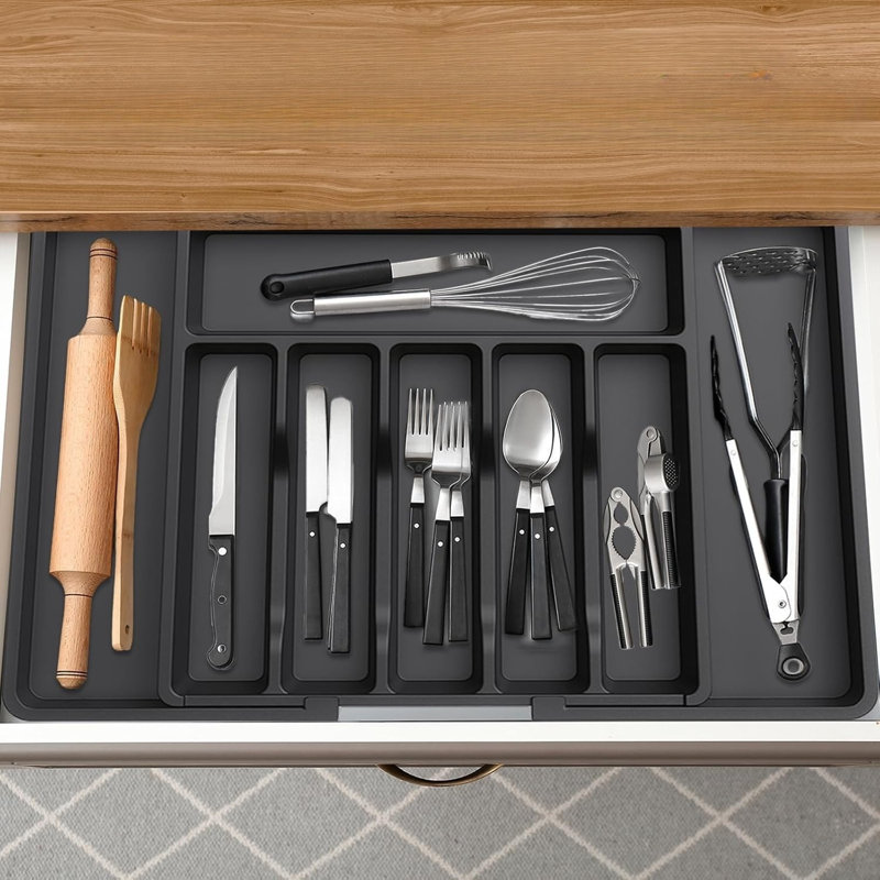 Rangement à ustensiles pour couverts de cuisine, Noir
