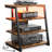 AV Media Stand With Outlets, Media Console With LED Lights, Stereo Racks And Stands With Storage Shelves, Media Audio Tower Cabinet-1679786544