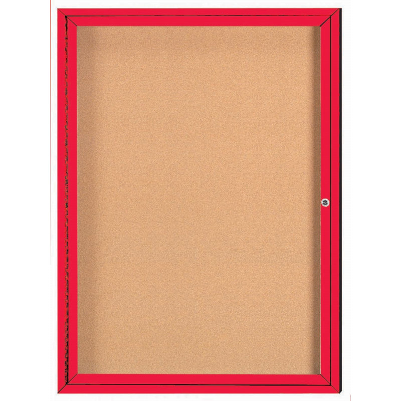 Panneau d'affichage mural fermé avec éclairage DEL, Rouge, Un, H 48 po x l 36 po