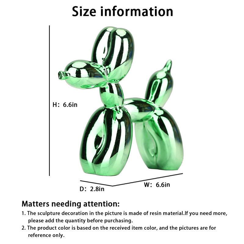 Ornement de statue créative pour chien ballon (1 pièce) - Sculpture en résine décorative pour chambre à coucher, bureau, plusieurs couleurs disponibles