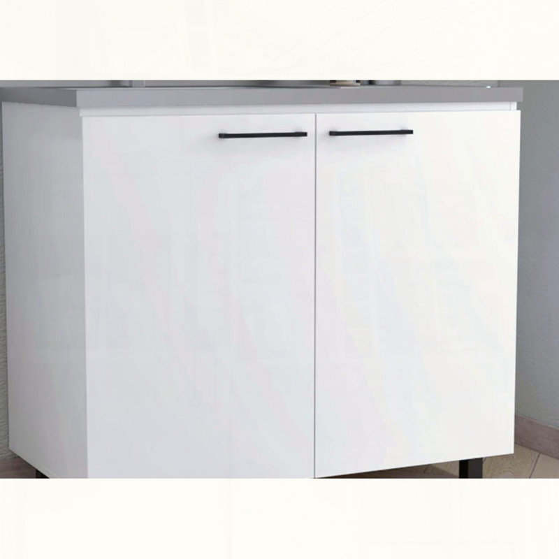 Armoire utilitaire avec comptoir en acier inoxydable, White