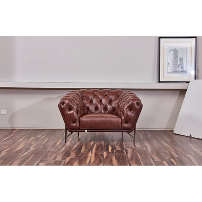 Fauteuil en cuir brun 40 EK8009 40