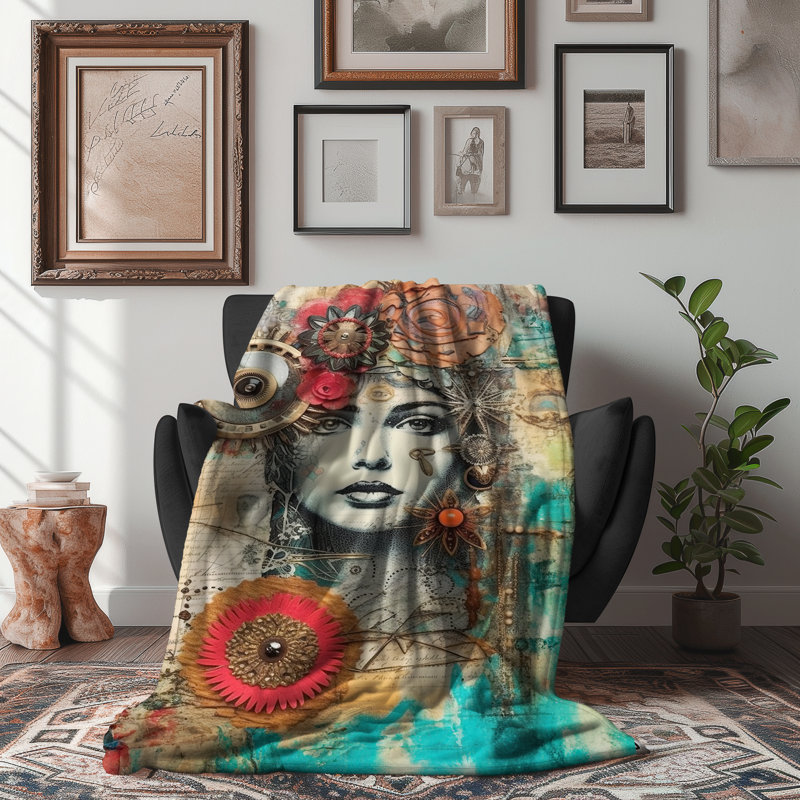 Harmonic Hues Hideout - couverture en sherpa de qualité supérieure 1 pièce - reproduction d'art luxueuse, Simple