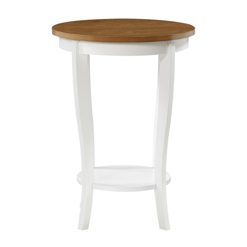 Table de bout ronde Carbin, Blanc bois de grève
