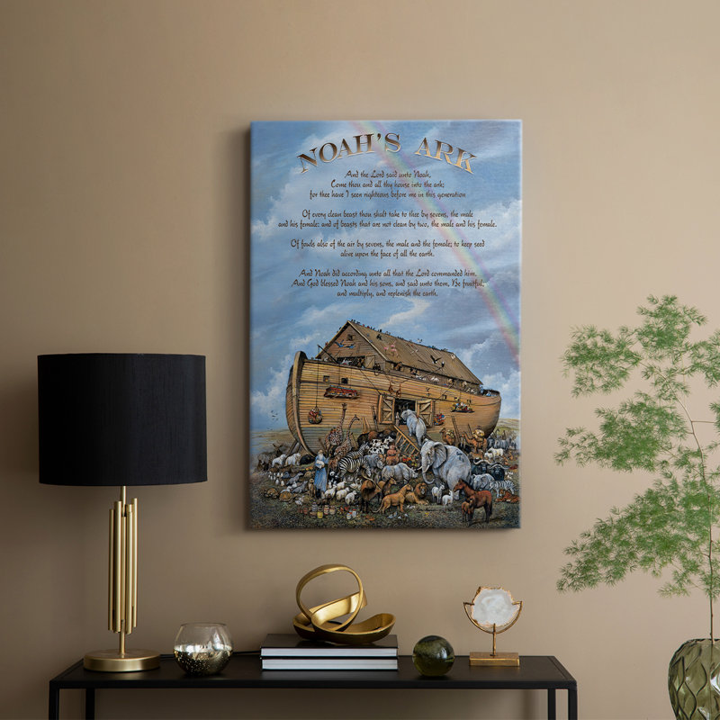 Genèse de l'Arche de Noé - Cavas enveloppés de galerie, H 36 po x l 24 po