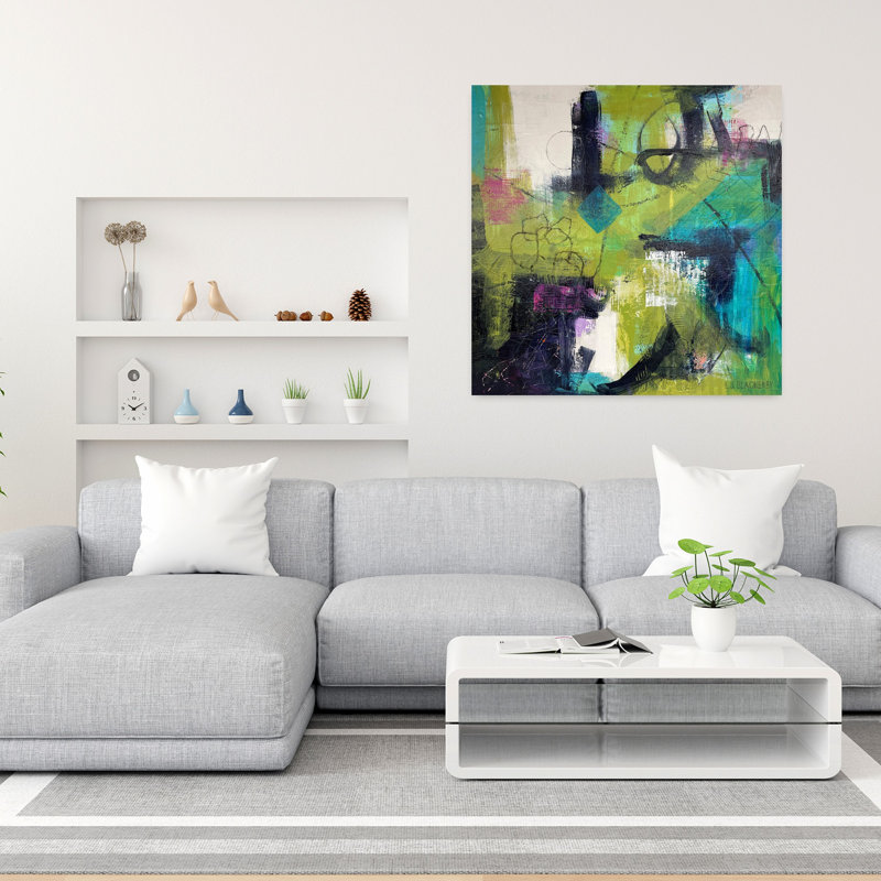 Art contemporain abstrait lumière d'été, H 36 po x l 36 po