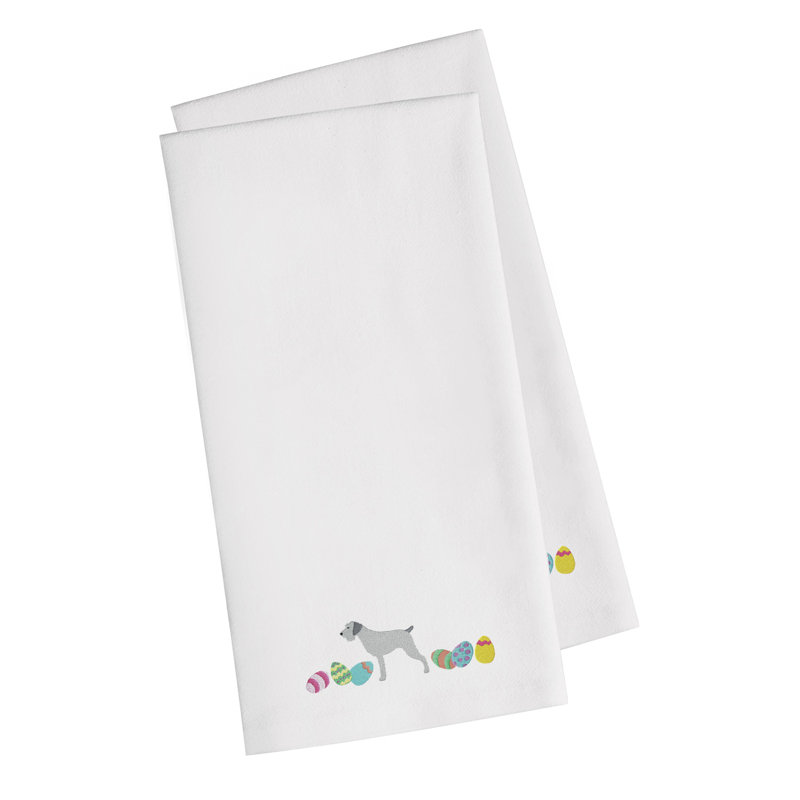 Cotton Embroidered Tea Towel Kitchen Towel, White, 28" H x 19" W x 0.1" D