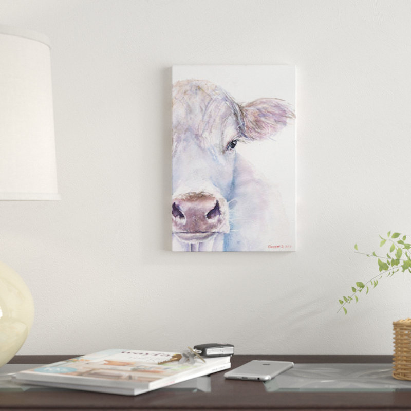 «Cow» par George Dyachenko, reproduction sur toile, H 12 po x l 8 po x P 0,75 po, Toile tendue