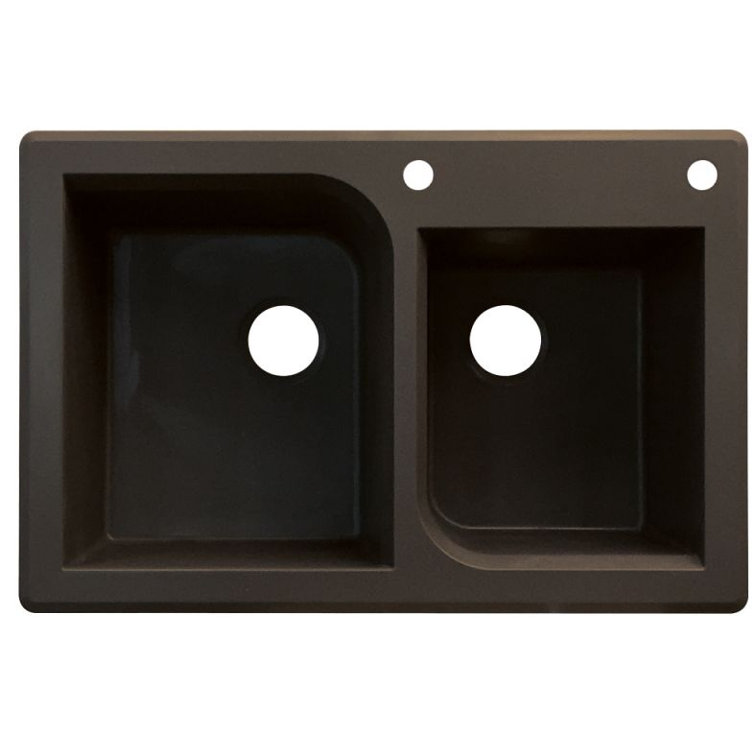 Radius 33.06'' L Drop-In Double Bowl Granite Kitchen Sink