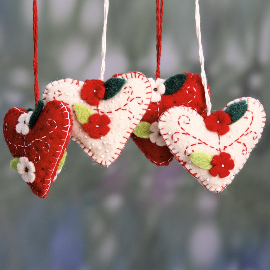 Felt Heart Holiday Shaped Ornament (Set of 4) The Holiday Aisle®