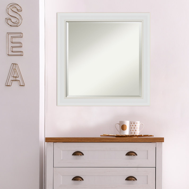Flat Wall Mirror, 24" x 24", White