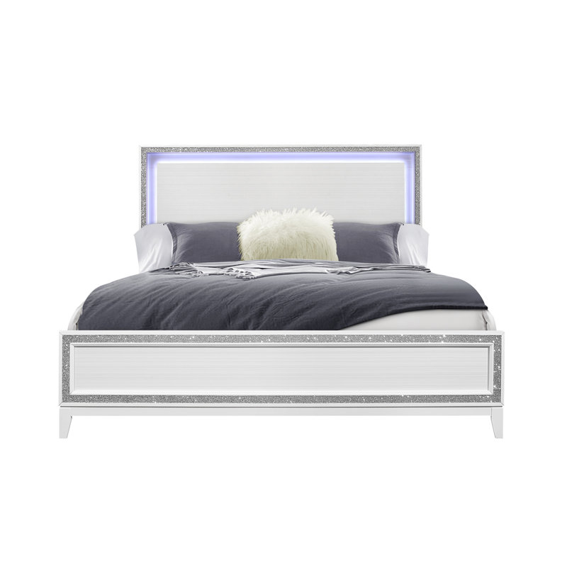 Almera Glitter White King Bed Sturdy and durable, modern and simple, environmentally friendly materials, easy to install