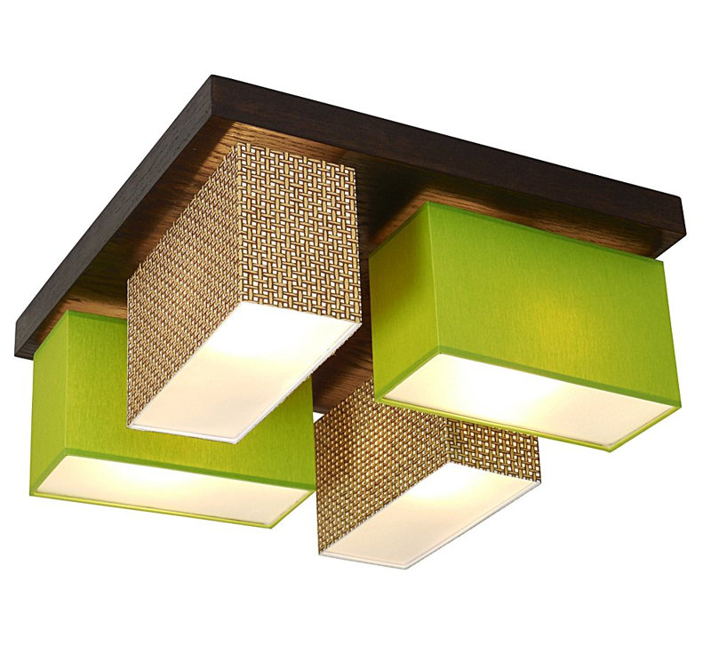Judkins Flush Mount, Dark brown, China grass/Green