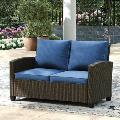 Thavy 49.6" Wicker Outdoor Loveseat with Cushions by Winston Porter