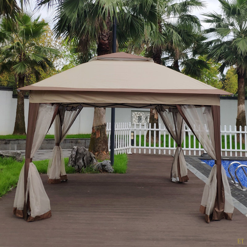 Outdoor 11X 11Ft Pop Up Gazebo Canopy With Removable Zipper Netting,2-Tier Soft Top Event Tent,Suitable For Patio Backyard Garden Camping Area