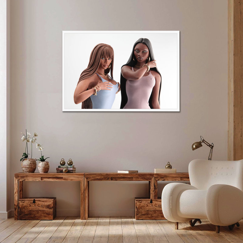 Good Black Art «Suzie & Anita» par PJ Harper | Reproduction d'art murale en bois massif à édition limitée, H 48 po x l 32 po