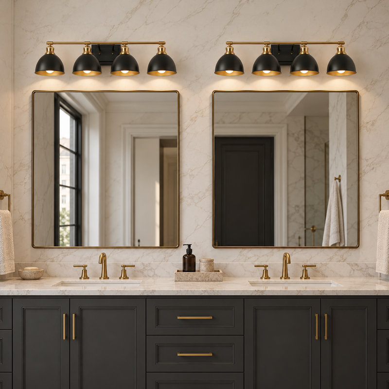 Altino 4-Light Dimmable Metal Dome Linear Bathroom Vanity Light, 4