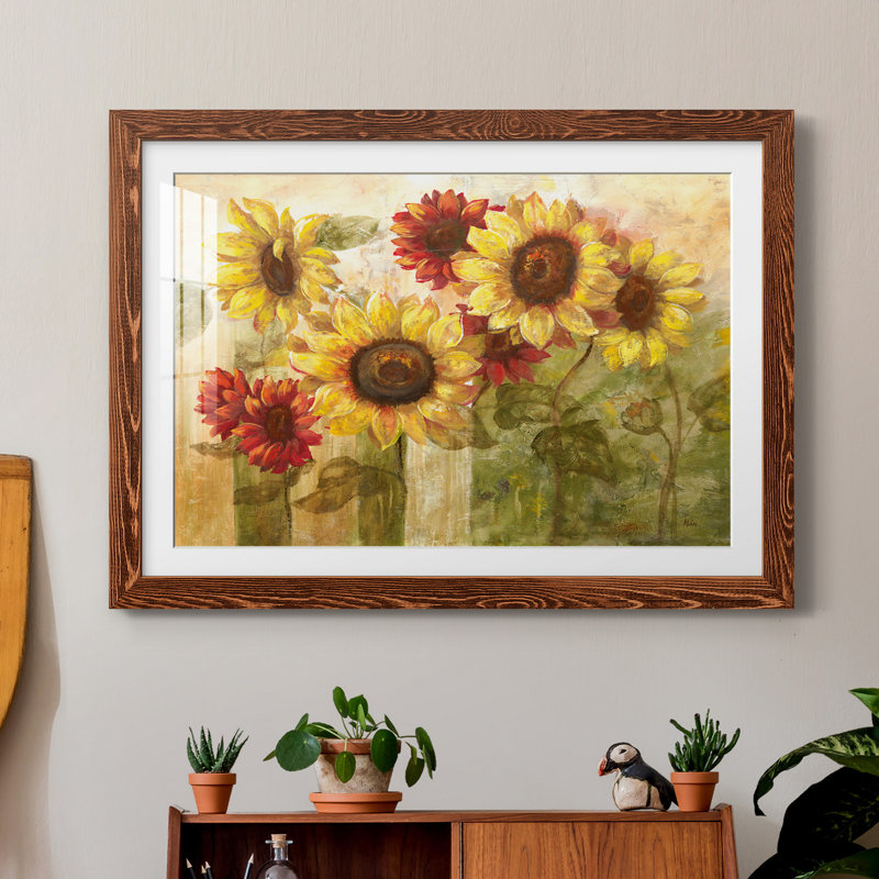 «Sunflower's Delight» par J Paul, reproduction d'art sur papier encadrée, H 31,5 po x l 23,5 po x P 1,5 po, Brun