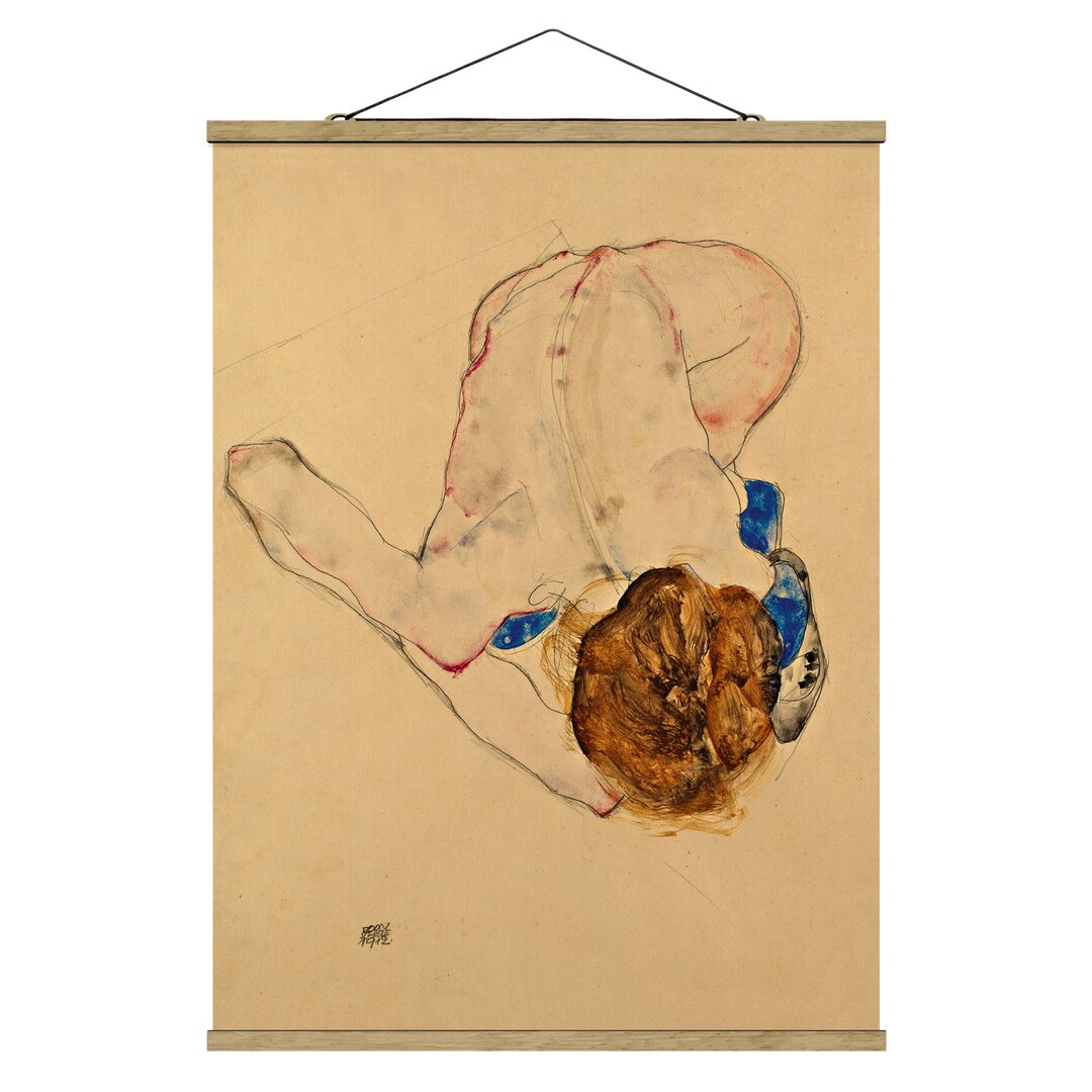 Grafikdruck Nude Bent Forward von Egon Schiele