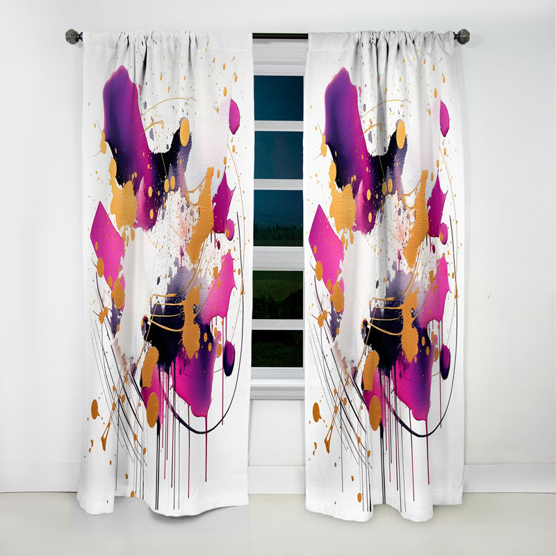 Abstractions I mauves et mauves - Rideau abstrait - Rideau occultant - 1 panneau, L 52 po x L 95 po
