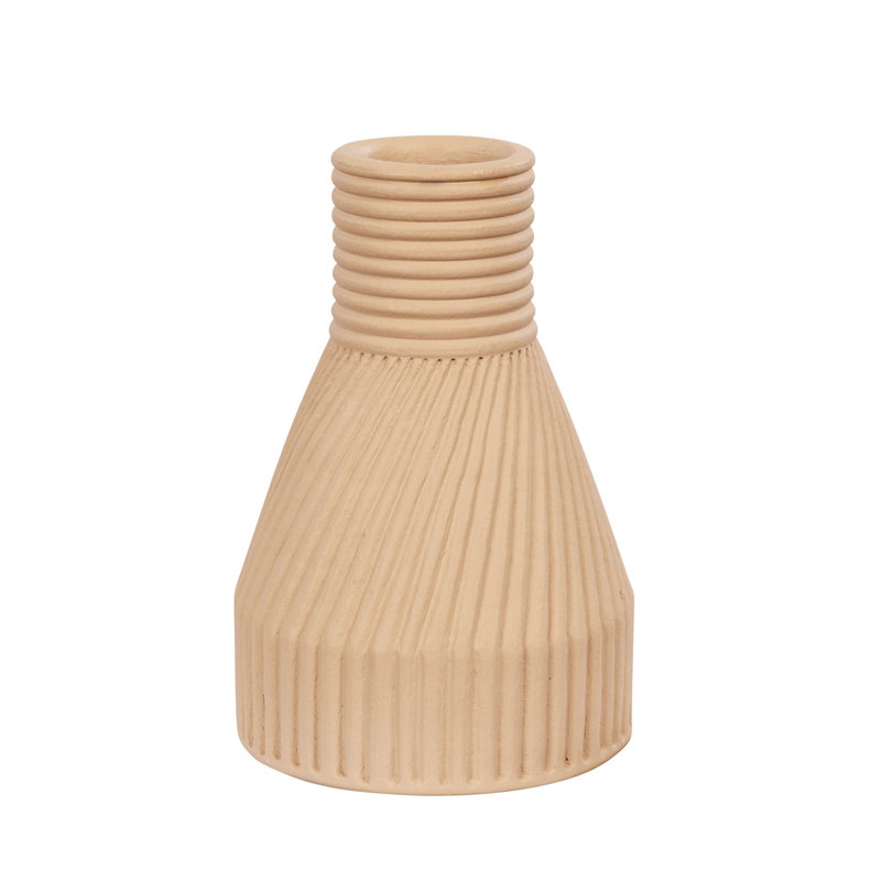 Beige Ceramic Geometric Table Vase