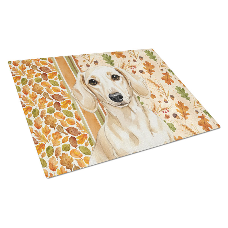 Planche à découper en verre crème Dachshund Heirloom