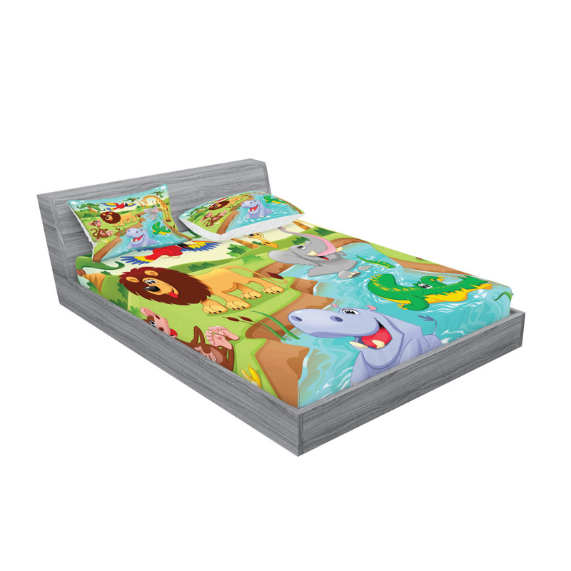 Multicolore drap-housse et coussin décoratif Ambesonne, Ensemble de draps pour lit double + 5 pièces supp