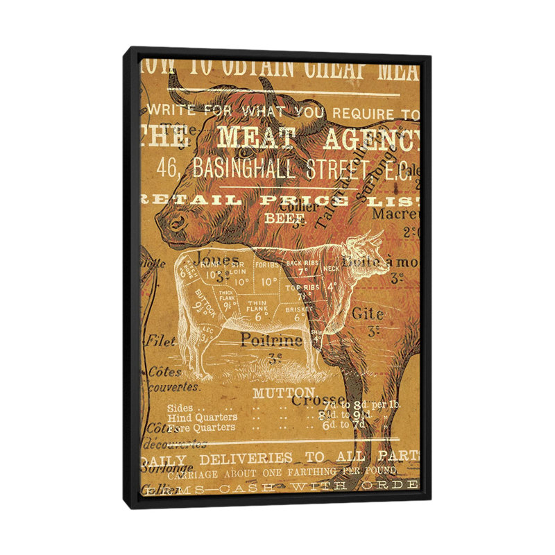 «The Meat Agence», reproduction d'impression sur toile tendue, H 26 po x l 18 po x P 1,5 po, Toile avec cadre flottant noir