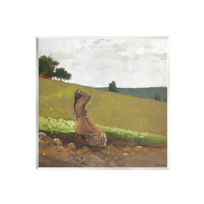 Az-309, encadrée «Girl in Field Landscape» par Winslow Homer, peinture