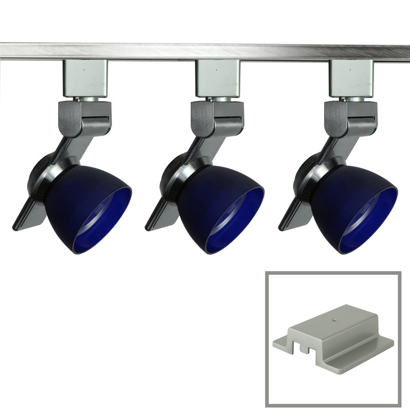 44'' 3 -Light Track Track Kit with Dimmable and Adjustable Head, Brushed Steel/Frosted Blue