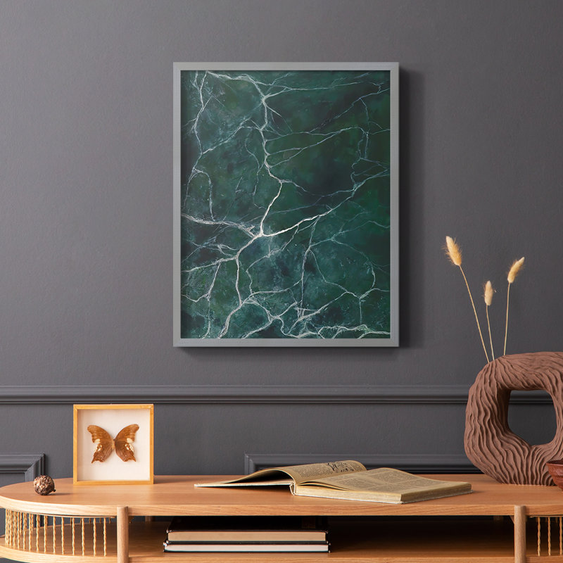 Jade Marble II Framed Print - Solid Wood, Gray, 10" H x 8" W
