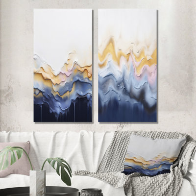 Rideaux - ensemble de 2 reproductions d'art sur toile à encre liquide abstraite