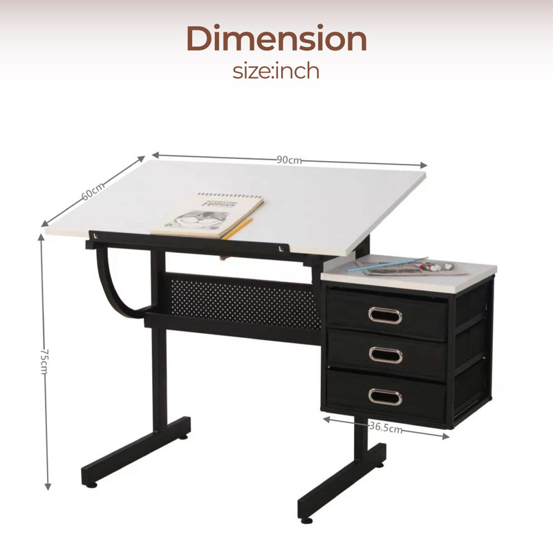 Larwa Adjustable Metal Base Drafting Table