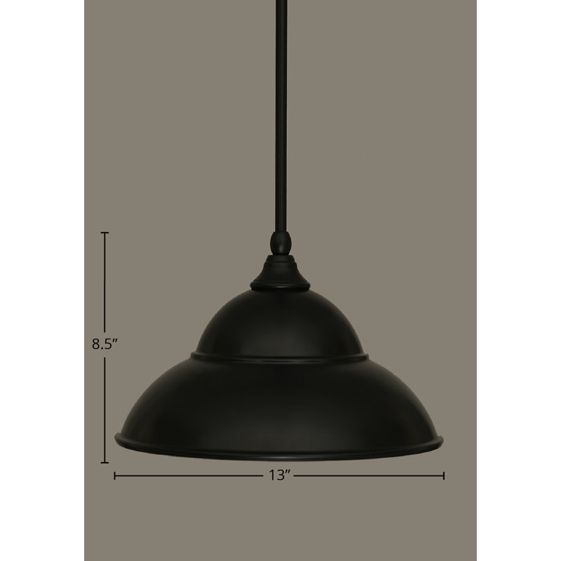 Stem Hung Mini Pendant Shown With Double Bubble Metal Shade, 8.5" H x 13" W, Matte Black