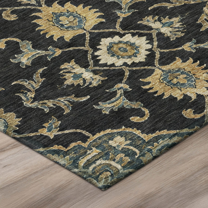 Tapis Chantille ACN3077 Global, lavable à la machine, intérieur/extérieur, Noir, 10 pi x 14 pi