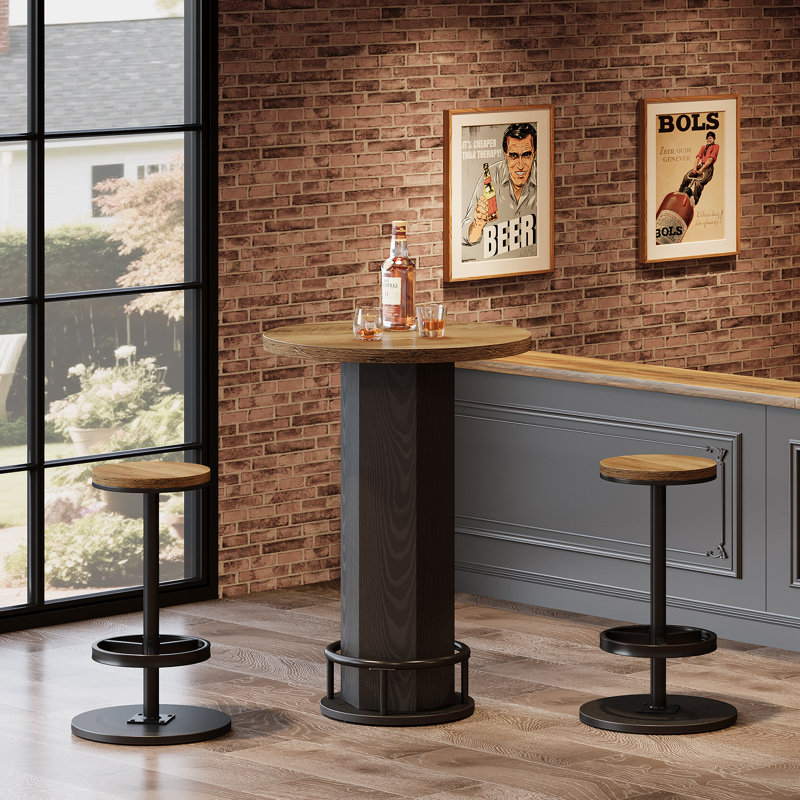 Ensemble de petite table de salle à manger 23,3 po avec 2 chaises, Brown/ Dark Black