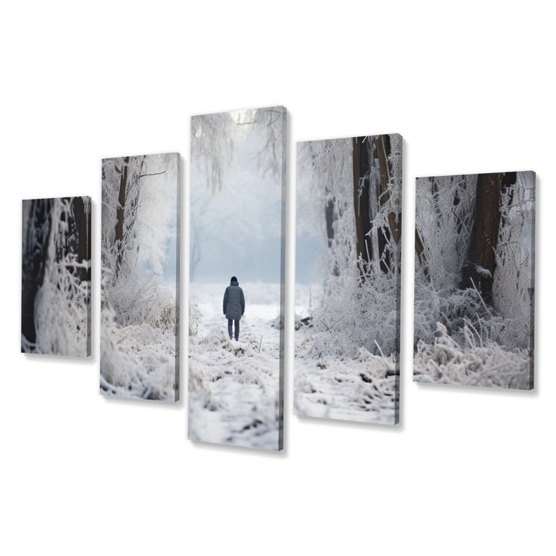«Solitude Winter Landscape I», impression d'art sur toile - 5 panneaux