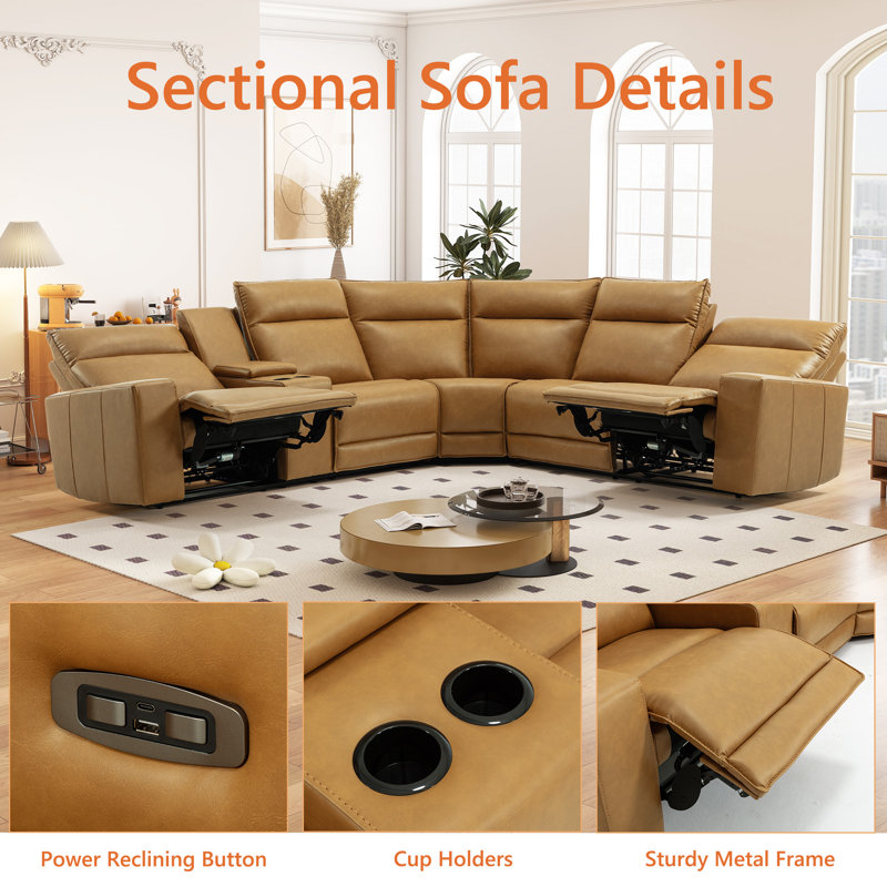Lyquinn L-Shaped Faux Leather Power Reclining Sectional