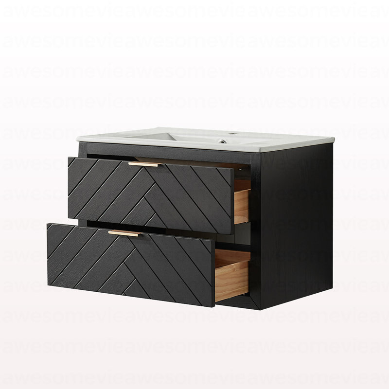 Meuble-lavabo mural simple 30 po avec lavabo en céramique