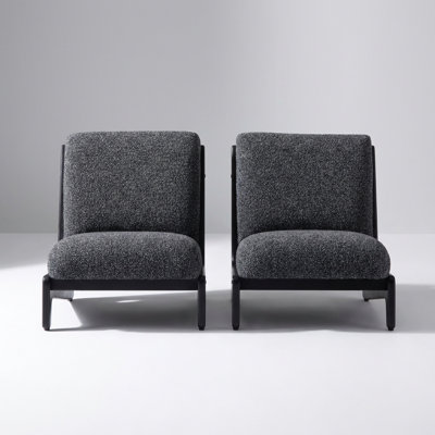 Modern Accent Chair with Solid Wood Frame and Plush Integrated Cushion, Set of 2