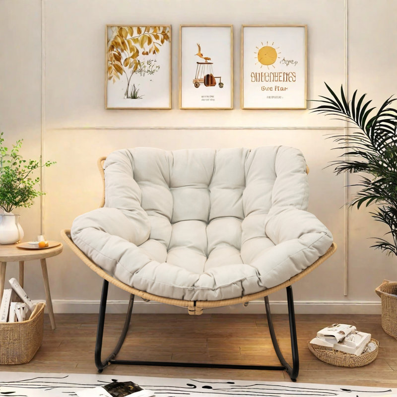 Fauteuil à bascule Luxury Rattan Egg, Beige