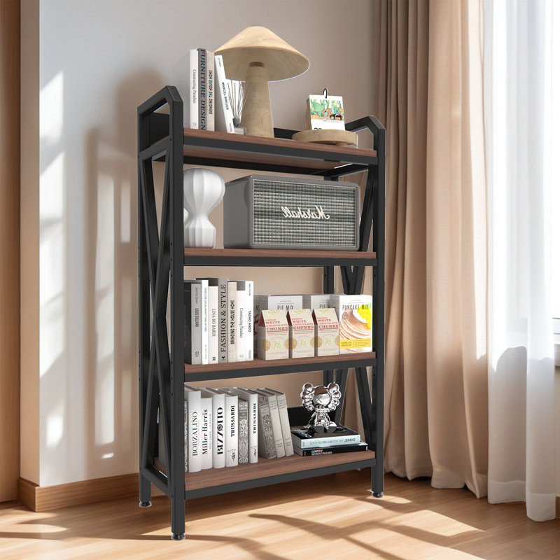 Tablettes de rangement 56,30 "Bakers Rack à 4 niveaux en métal et en bois